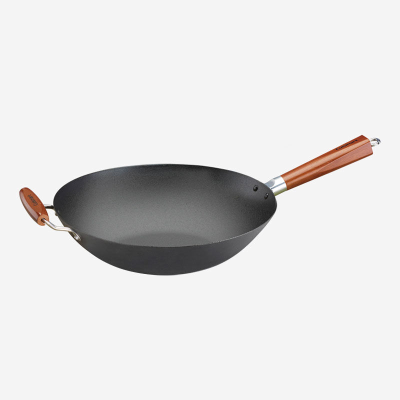 14" Pre-seasoned Steel Wok with Helper Handle — Oil