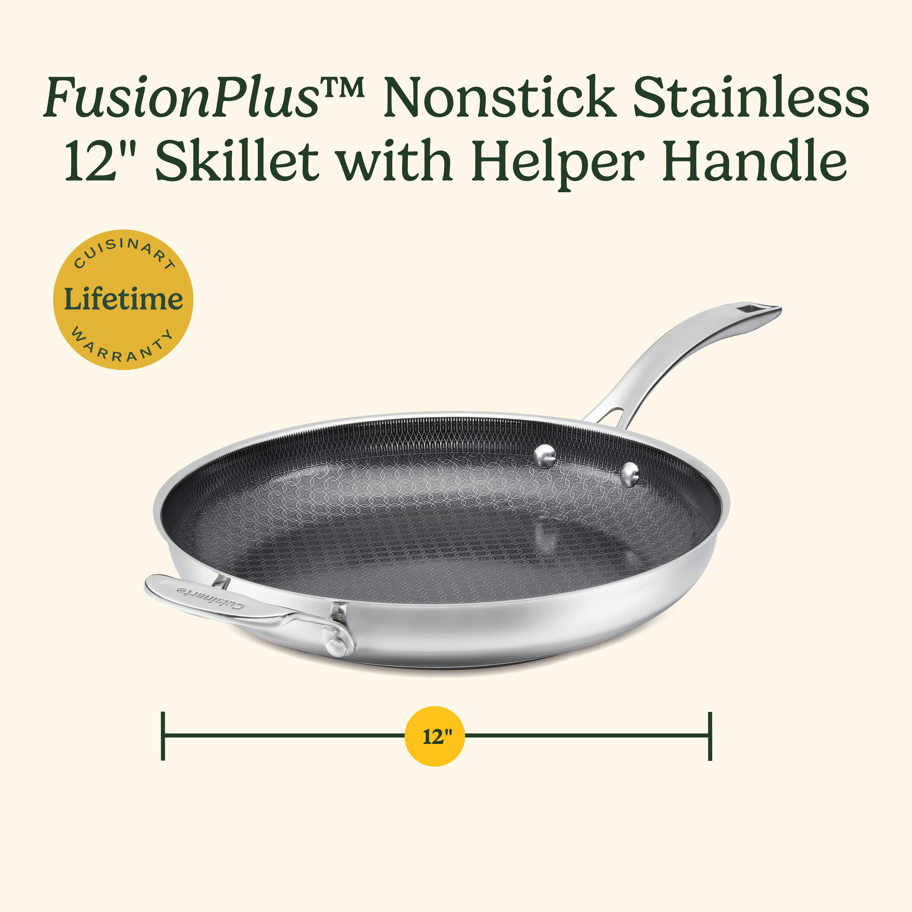 FusionPlus Nonstick Stainless 12” Skillet with Helper Handle - Image 9