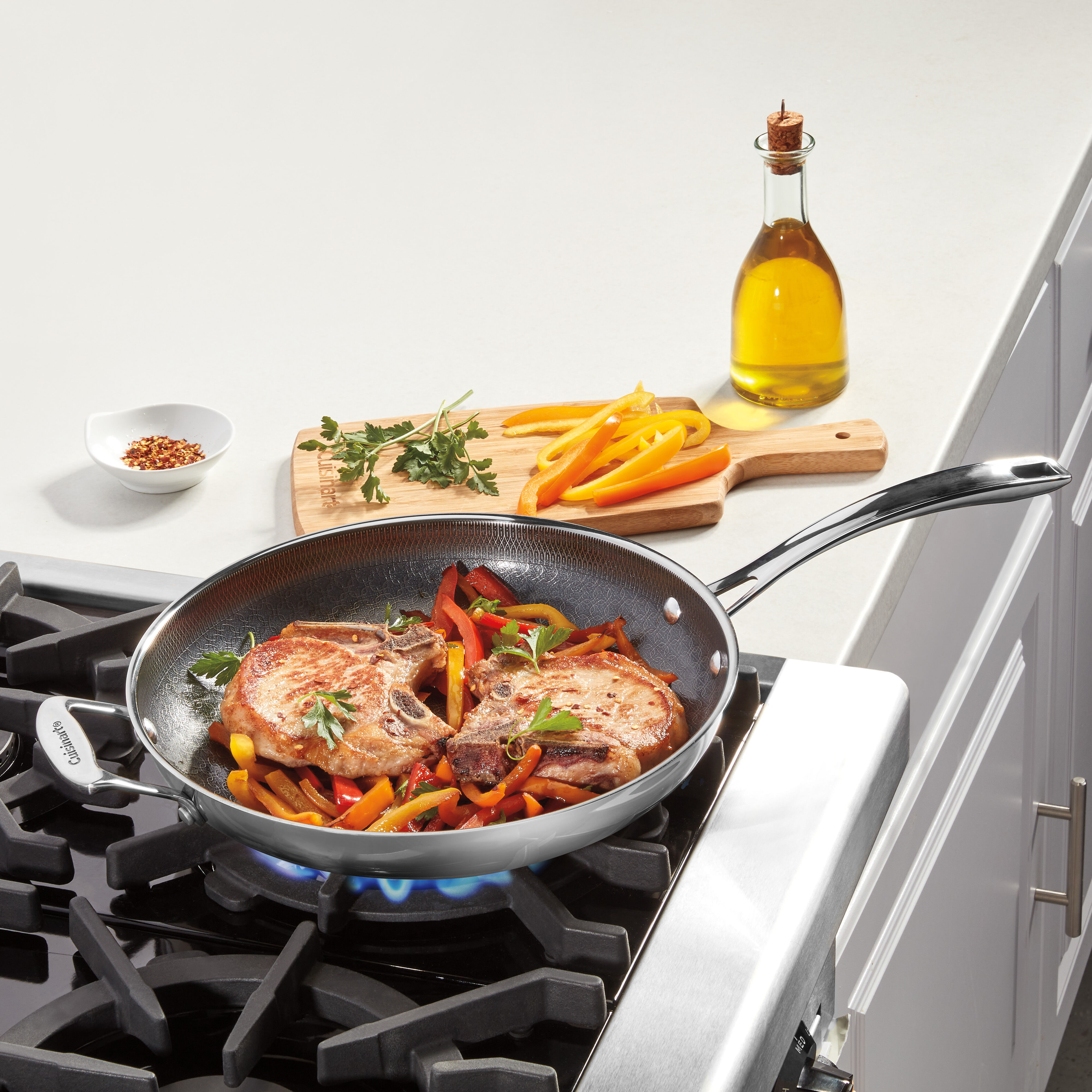 FusionPlus Nonstick Stainless 12” Skillet with Helper Handle