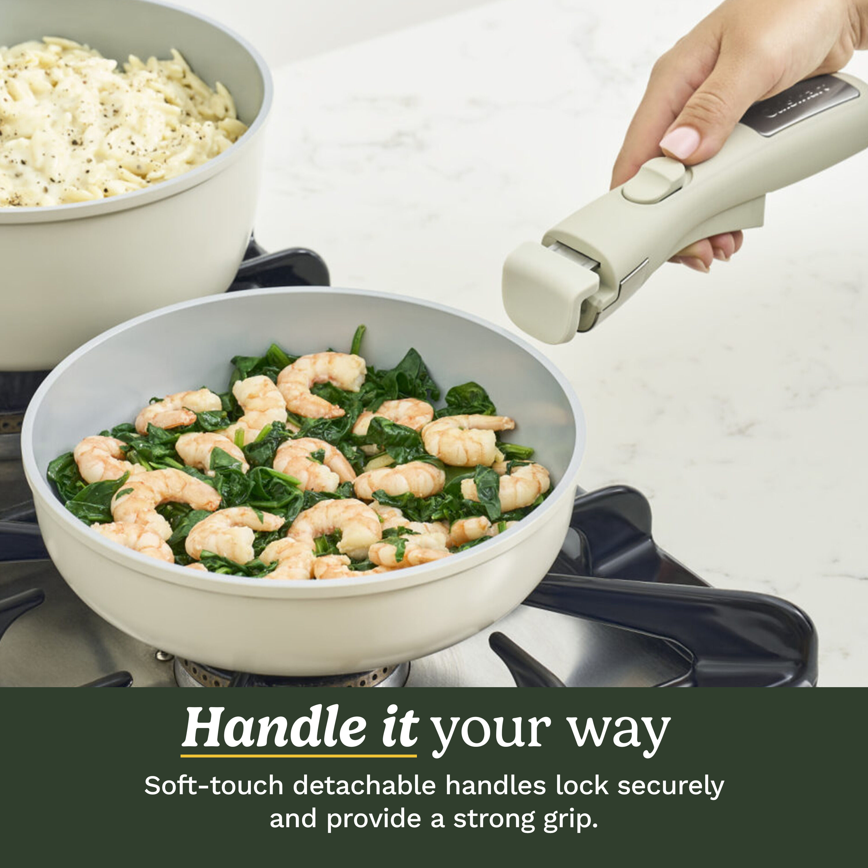 13-Piece Non-Stick Detachable Handle Cookware Set with 5-in-1 Cooking System - Image 5