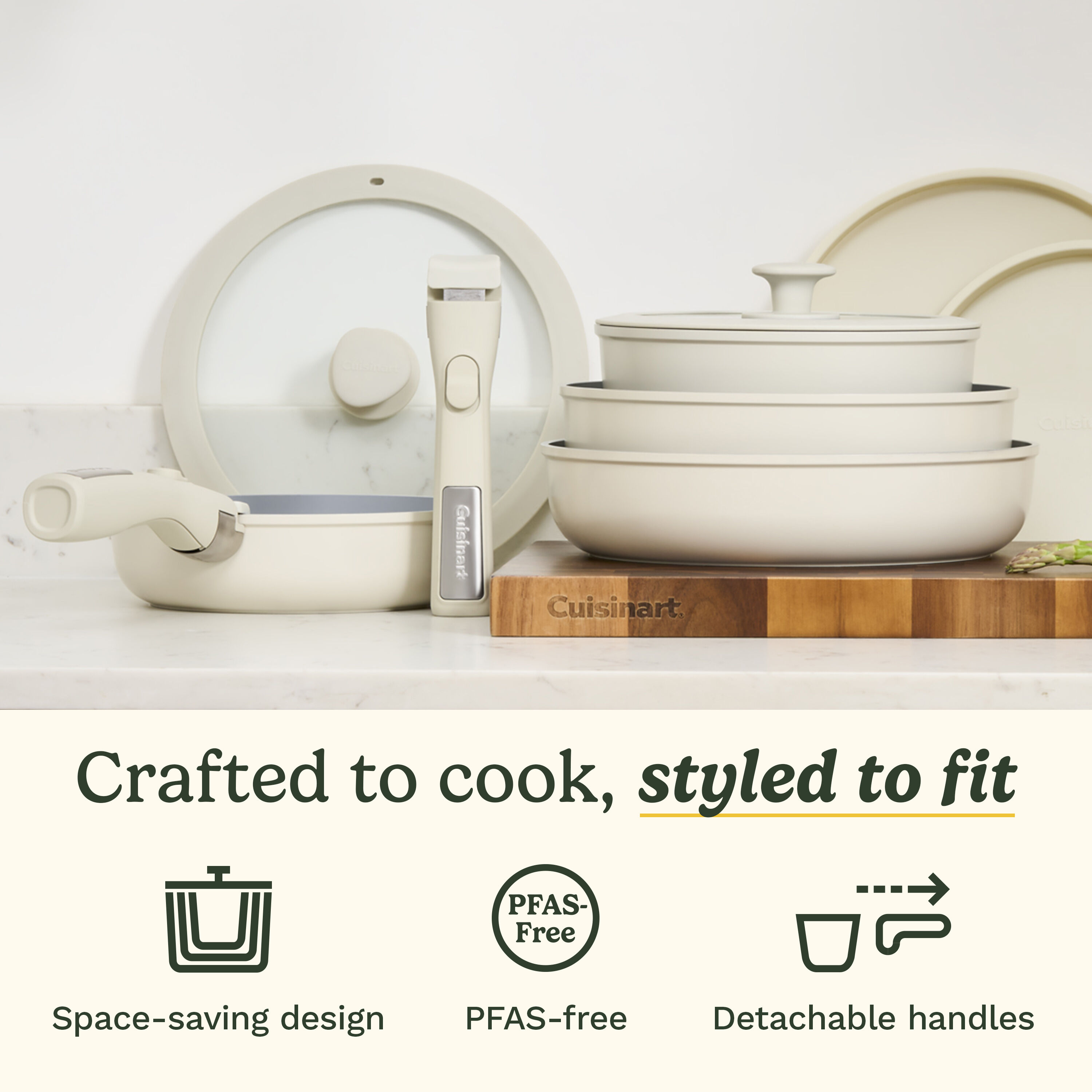 13-Piece Non-Stick Detachable Handle Cookware Set with 5-in-1 Cooking System - Image 2