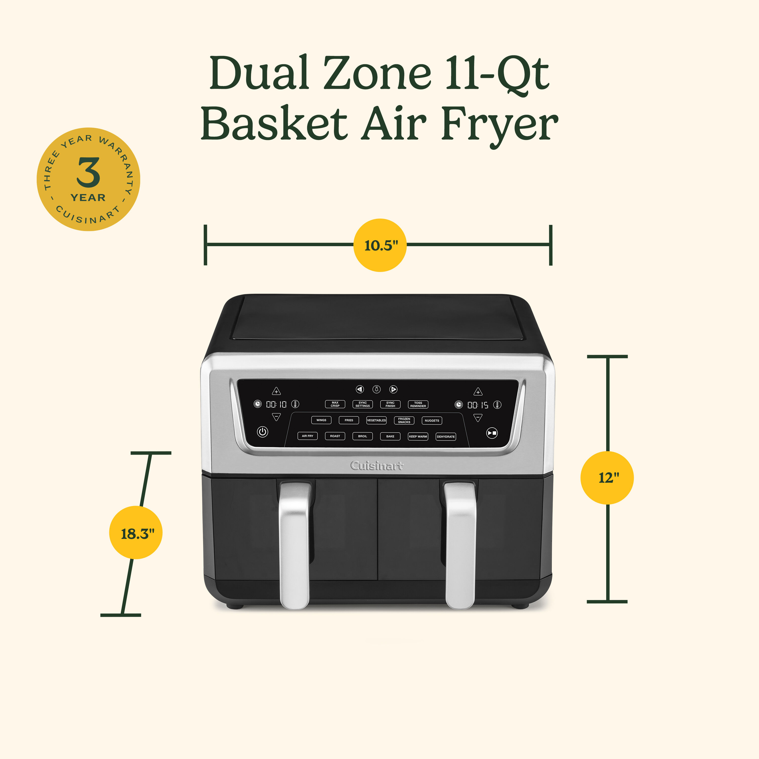 Cuisinart Dual Zone Pro 11-Qt Basket Air Fryer - Image 8